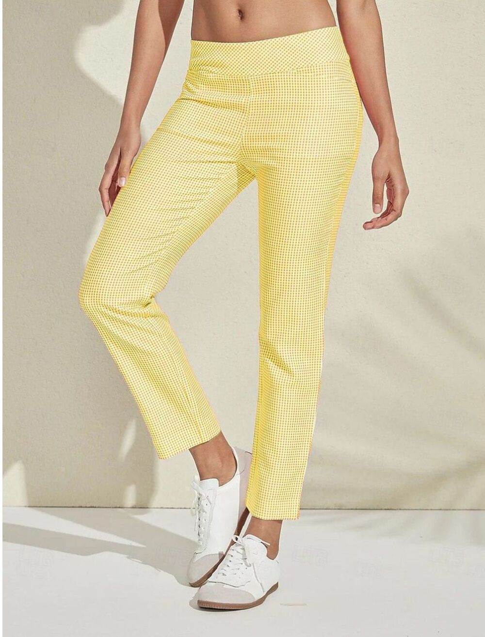 New ACEGOLFS (XXL) Yellow Gingham Eagle 28" Performance Stretch Ankle Pants $90